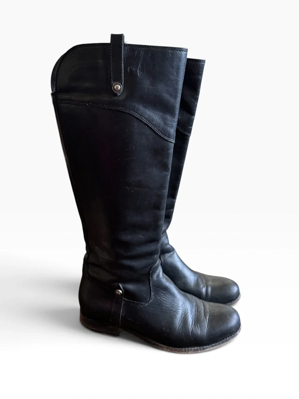 Frye Black Leather Knee High Riding Boots